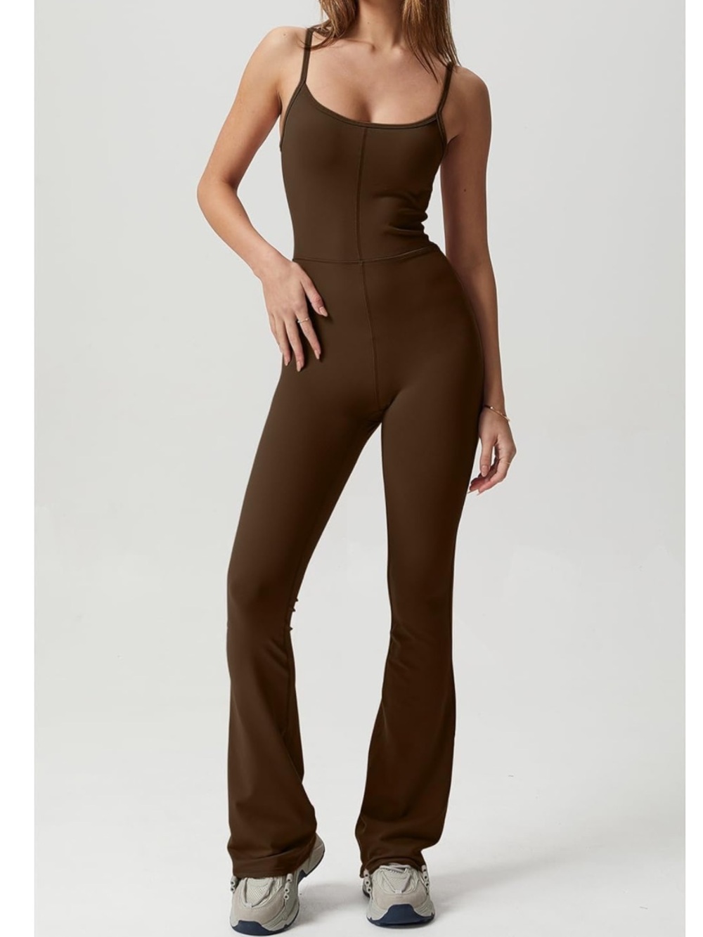 Qinsen Viral Flare Brown Jumpsuit🍫